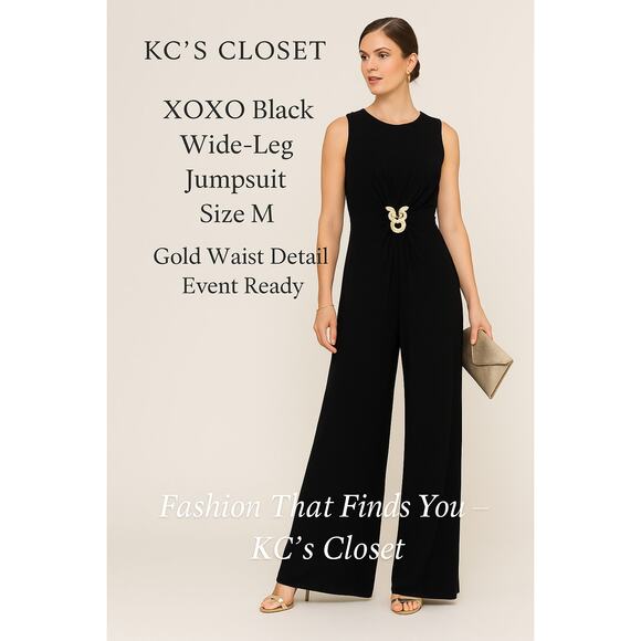 XOXO Black Wide-Leg Sleeveless Jumpsuit - Picture 1 of 8